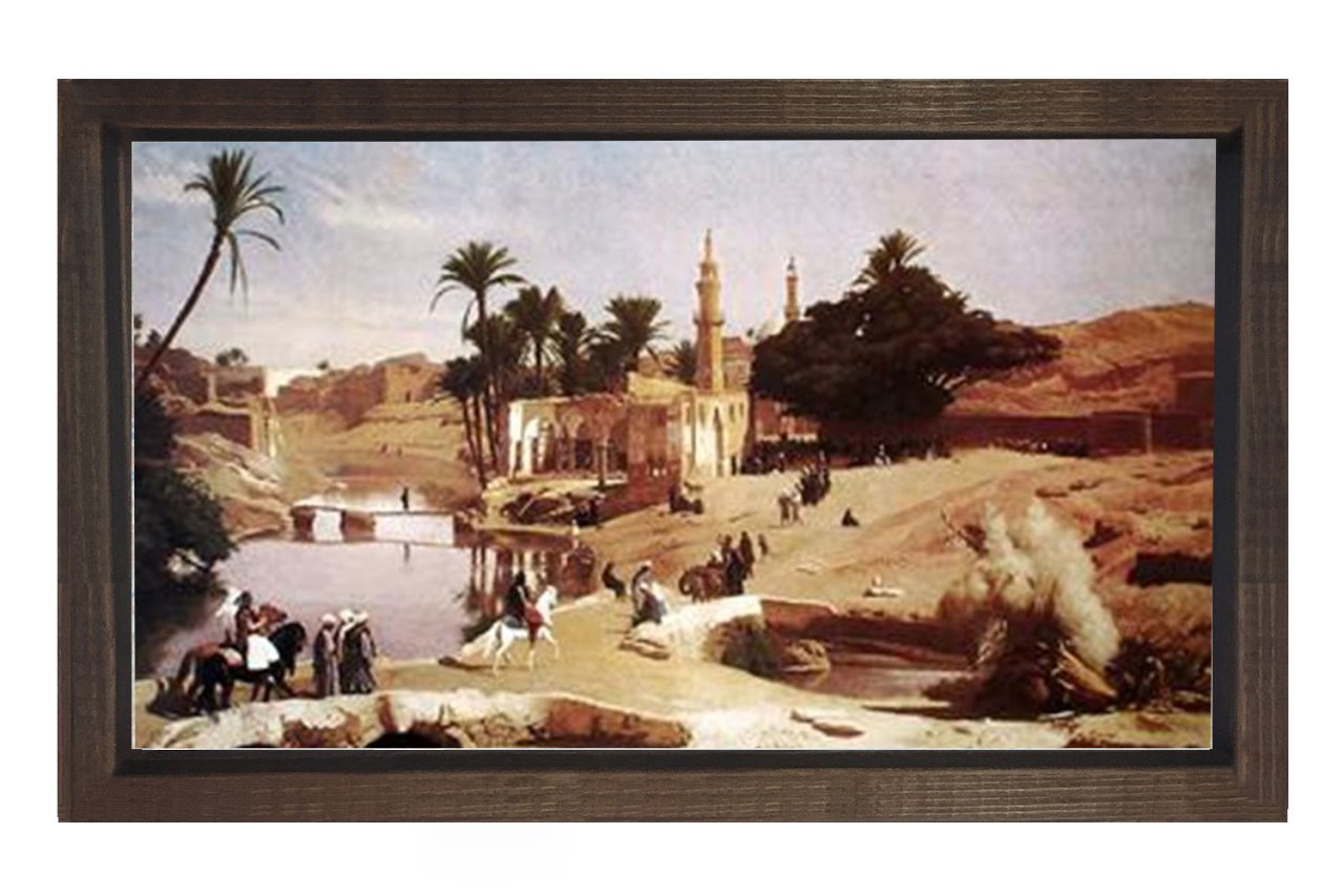 Oryantalist Manzara Tablosu Kahverengi Ahşap Çerçeve - 50x70