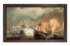 İnebahtı Deniz Savaşı Kahverengi Ahşap Çerçeve - 50x70