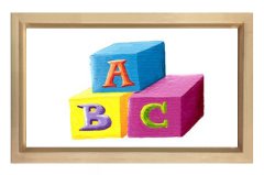 ABC Küp Tablosu Naturel Ahşap Çerçeve - 50x90