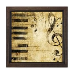 Nota ve Piyano Tablosu Kahverengi Ahşap Çerçeve - 30x30