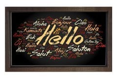 Hello Hola Merhaba Tablosu Kahverengi Ahşap Çerçeve - 50x90