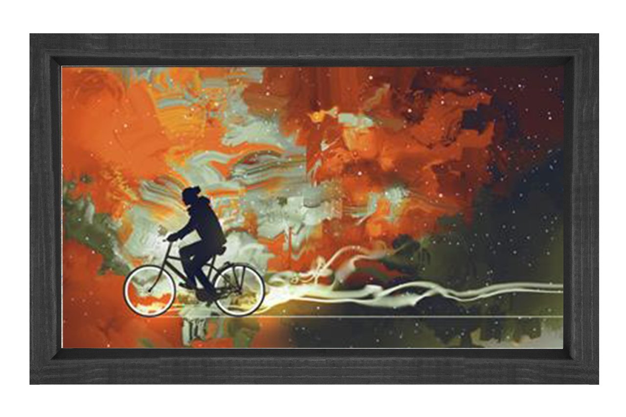 Soyut Bisiklet Yolu Tablosu Siyah Ahşap Çerçeve - 100x150