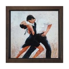 Tangocu Çift Tablosu Kahverengi Ahşap Çerçeve - 40x40