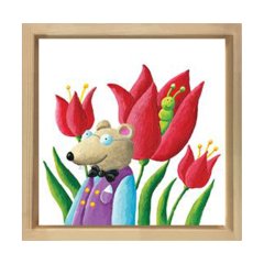 Proteson Fare Çiçekler Tablosu Naturel Ahşap Çerçeve - 80x80