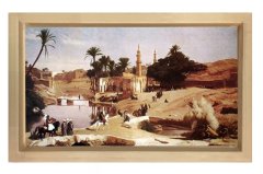 Oryantalist Manzara Tablosu Naturel Ahşap Çerçeve - 100x150