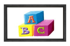ABC Küp Tablosu Siyah Ahşap Çerçeve - 100x200