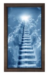 Gökyüzüne Merdiven Tablosu Kahverengi Ahşap Çerçeve - 40x60