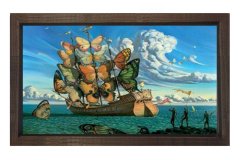 Butterfly Ship Tablosu Kahverengi Ahşap - 45x30
