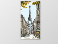 Eiffel  Kulesi Vektörel Tablosu Çerçevesiz - 50x90