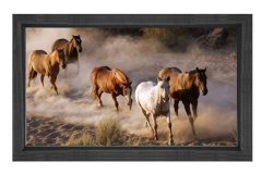 Gezgin Vahşi Atlşar Tablosu Siyah Ahşap Çerçeve - 100x200