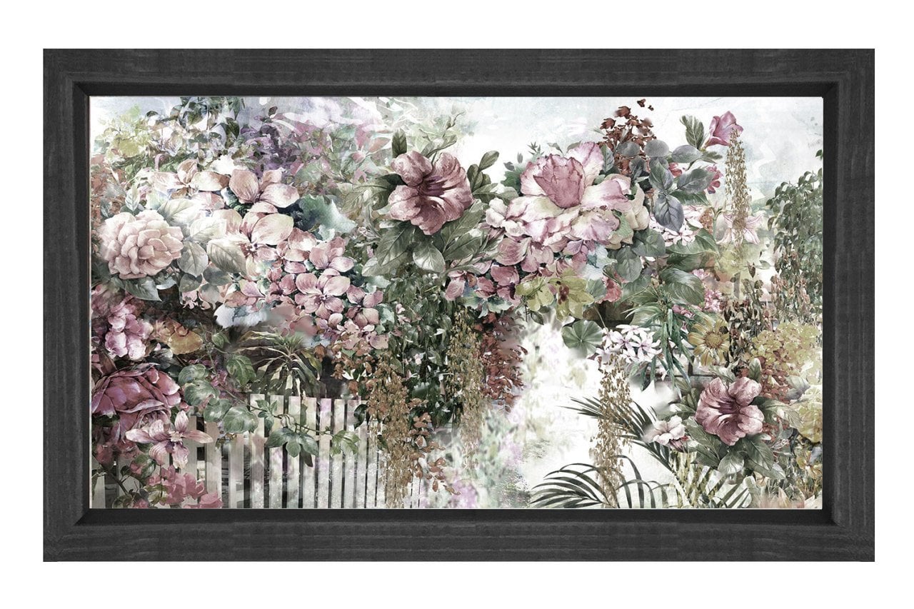 Pembe Beyaz Çiçeklik Tablosu Siyah Ahşap - 45x30