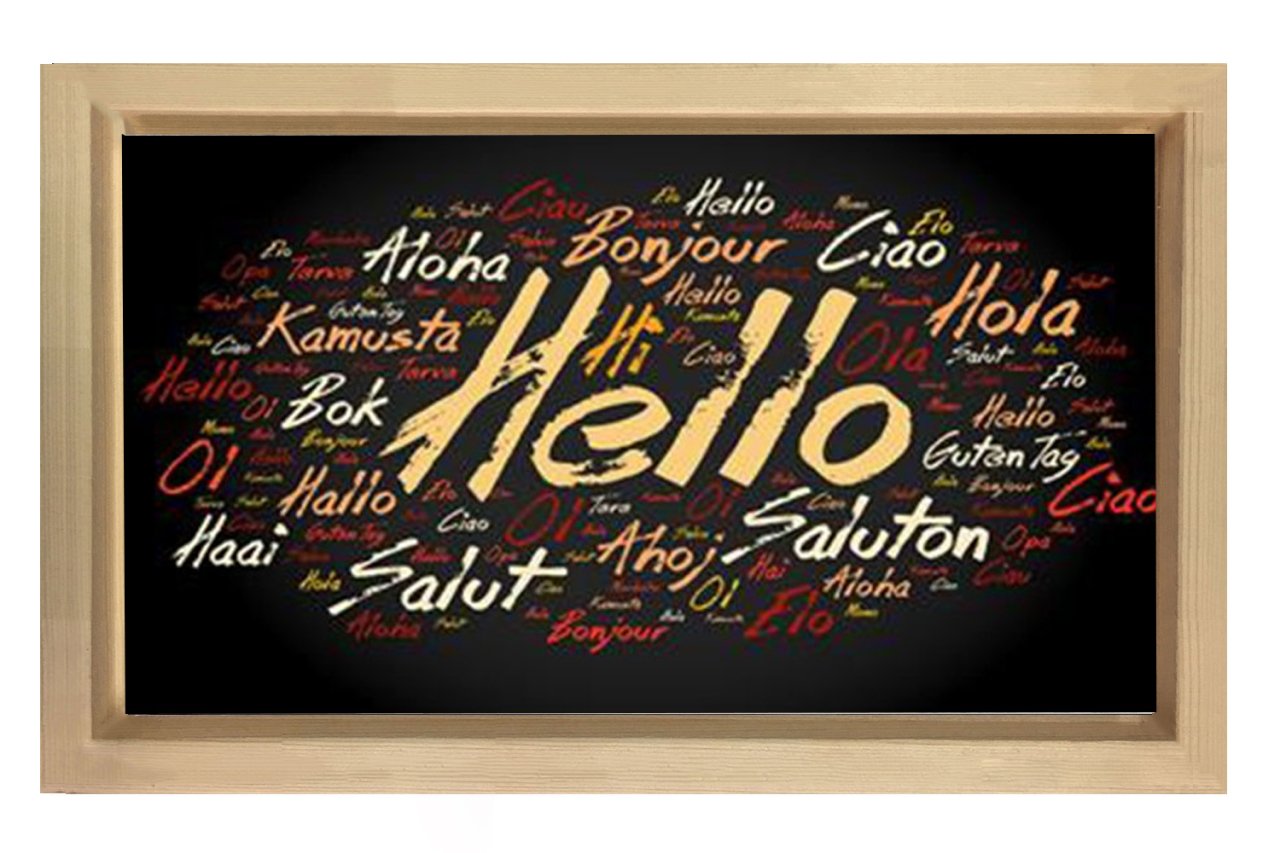 Hello Hola Merhaba Tablosu Naturel Ahşap Çerçeve - 40x60