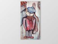 Sigara İçen Kedi Tablosu Çerçevesiz - 50x90