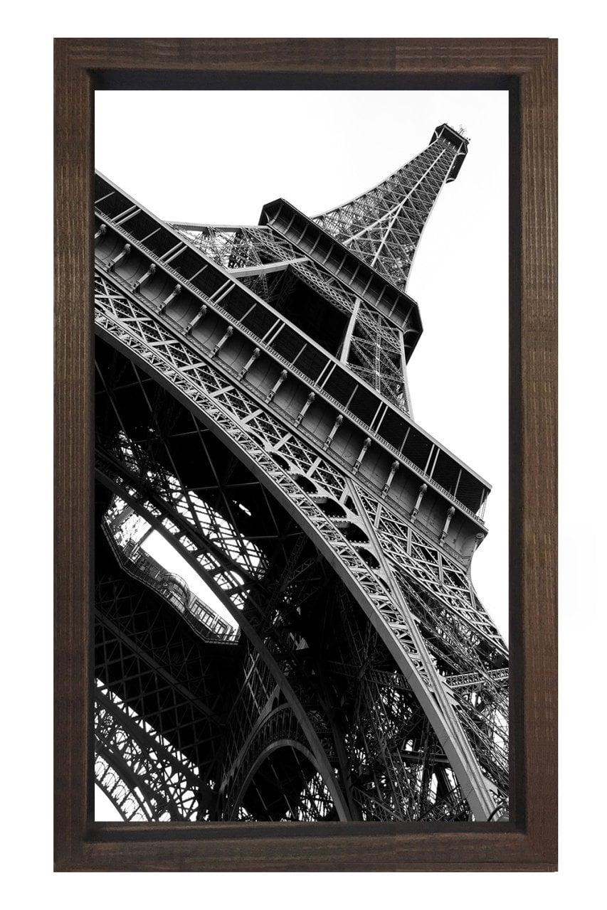 Eiffel Kulesi Paris Tablosu Kahverengi Ahşap Çerçeve - 100x150