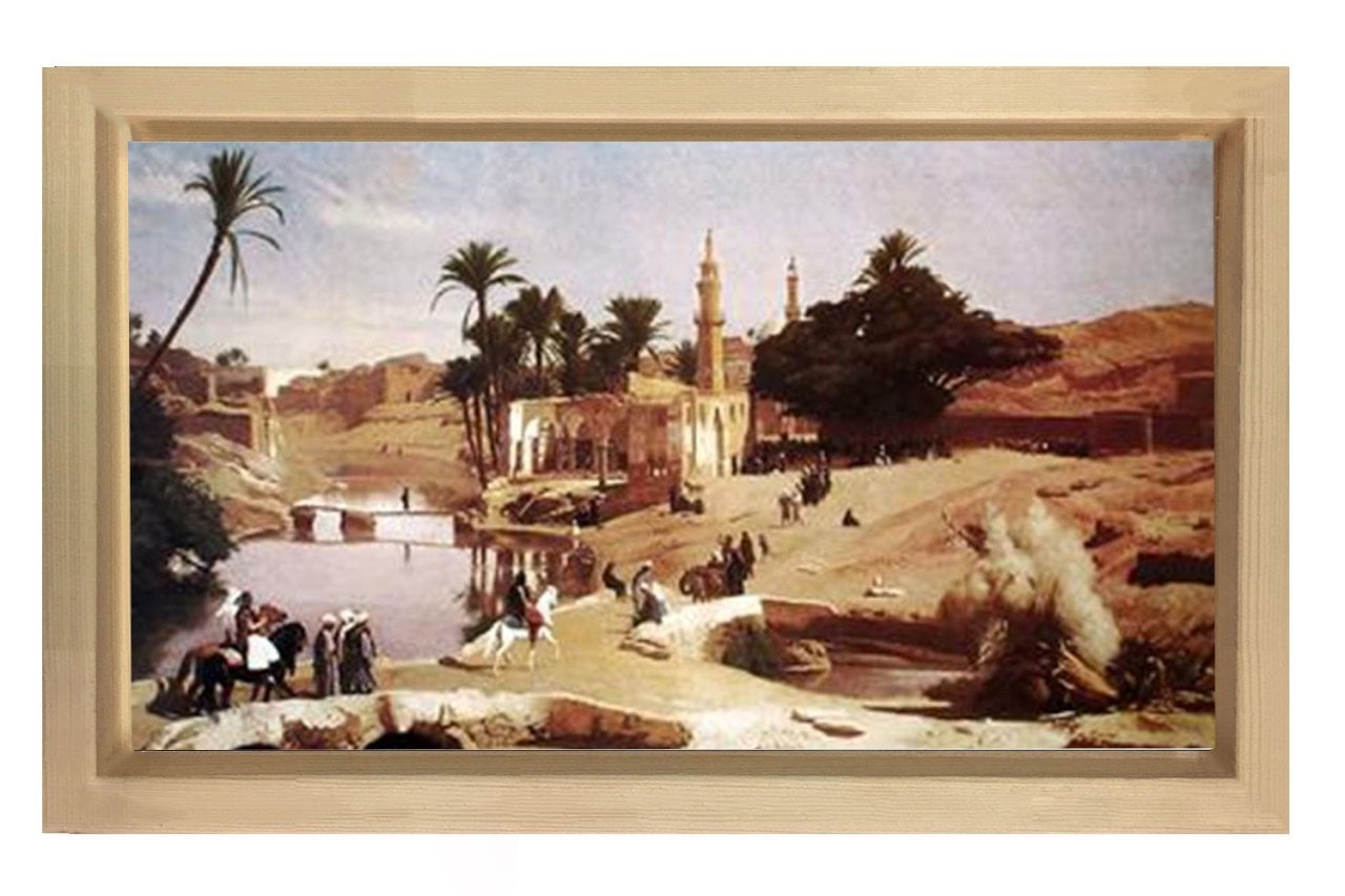 Oryantalist Manzara Tablosu Naturel Ahşap Çerçeve - 50x70