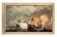 İnebahtı Deniz Savaşı Naturel Ahşap Çerçeve - 50x70