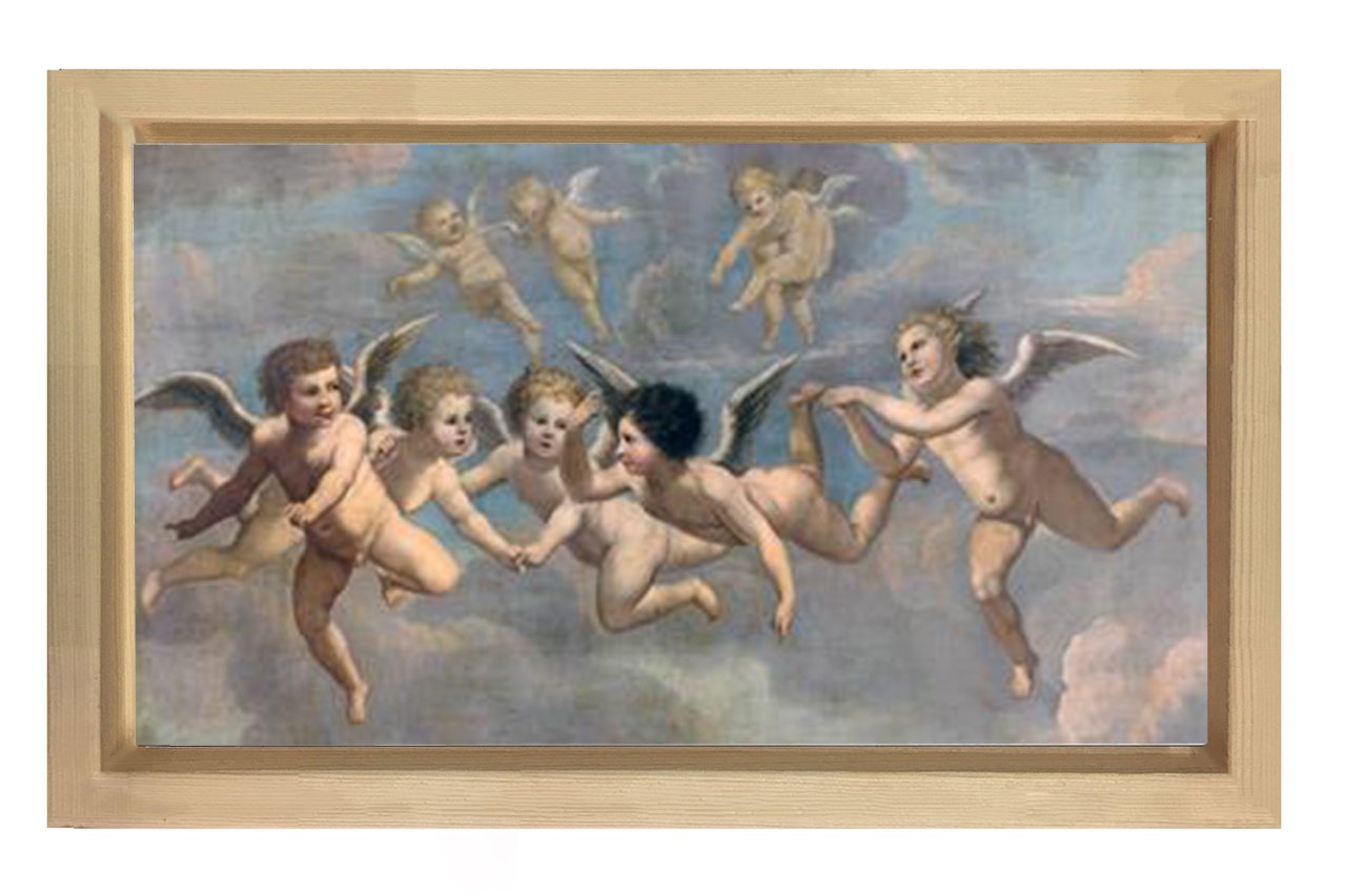 Küçük Melekler Tablosu Naturel Ahşap Çerçeve - 100x150