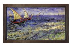 Saintes-Maries Deniz Manzarası Tablosu Kahverengi Ahşap Çerçeve - 100x150