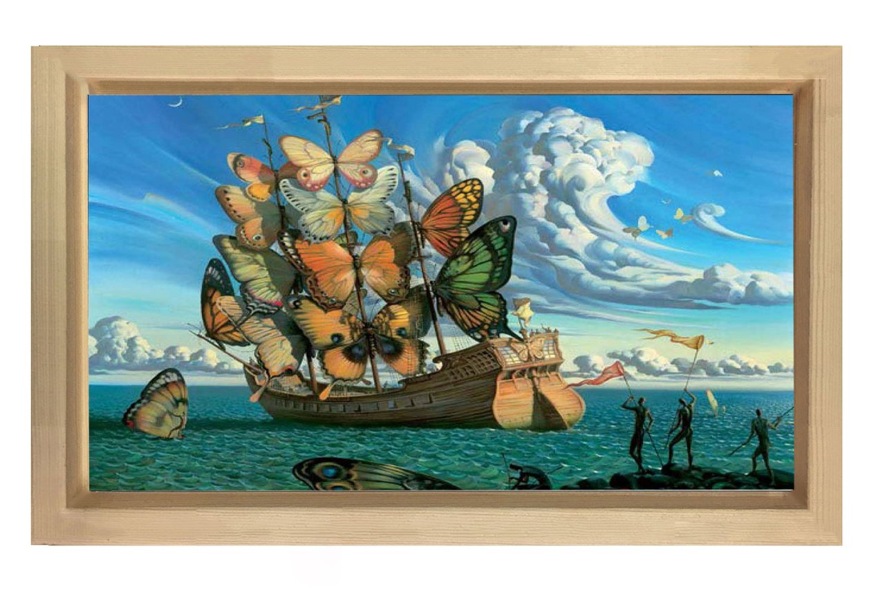 Butterfly Ship Tablosu Naturel Ahşap - 100x150