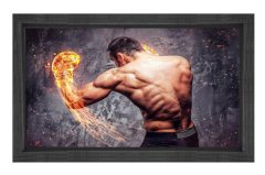 Kick Bokscu Tablosu Siyah Ahşap - 100x150