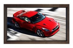 Kırmızı Araba Tablosu Kahverengi Ahşap Çerçeve - 50x70