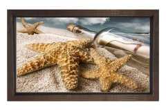 Deniz Yıldızları  Ve Şişe Tablosu Kahverengi Ahşap Çerçeve - 100x200