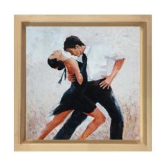 Tangocu Çift Tablosu Naturel Ahşap Çerçeve - 40x40