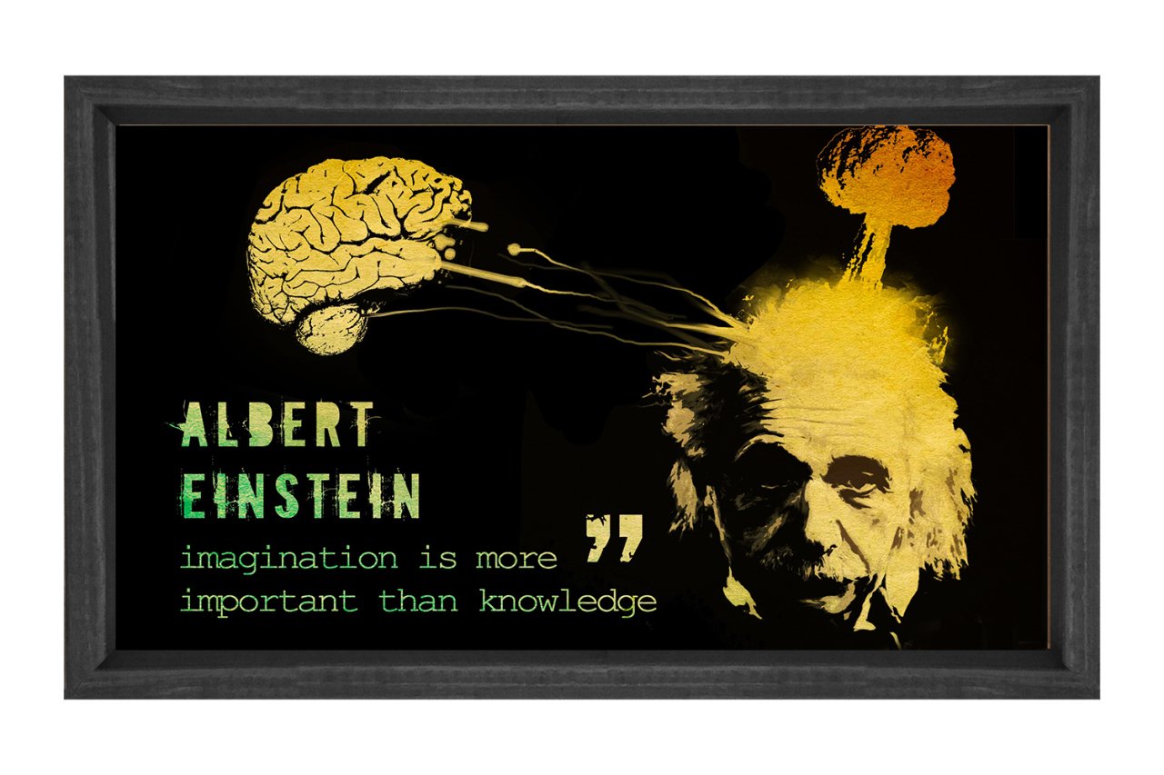 Albert Einstein Tablosu Siyah Ahşap Çerçeve - 70x100