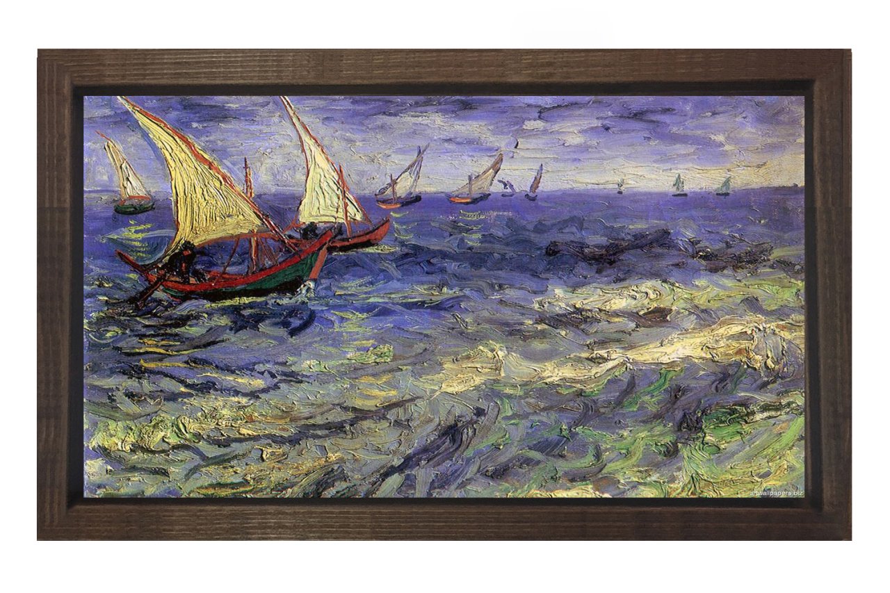 Saintes-Maries Deniz Manzarası Tablosu Kahverengi Ahşap Çerçeve - 50x70