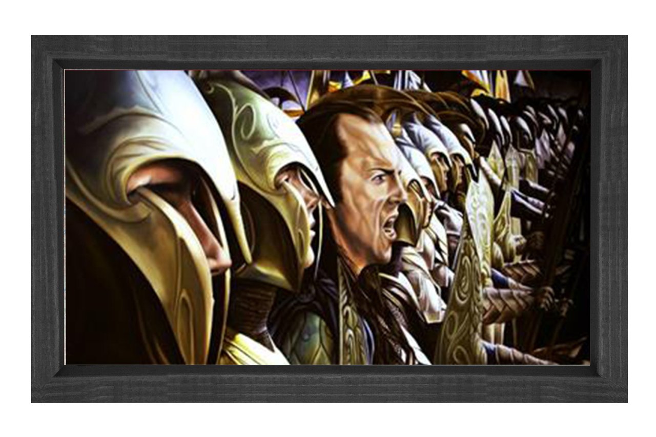 Elf - İnsan İttifakı Tablosu Siyah Ahşap Çerçeve - 50x90