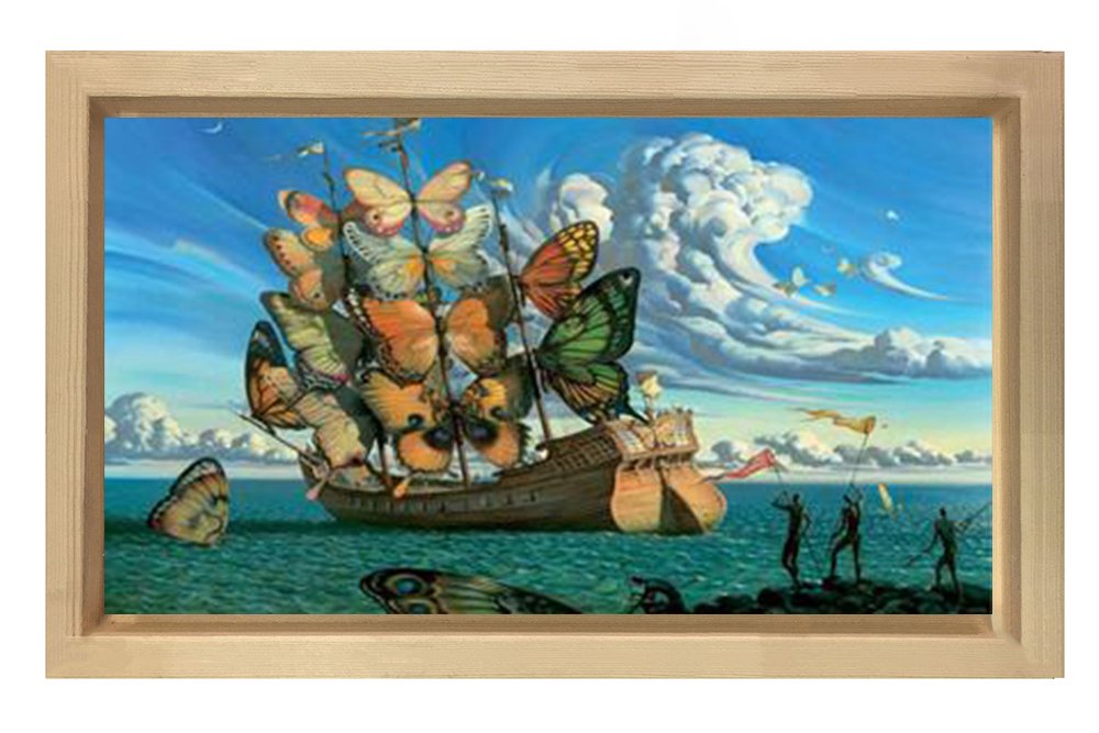 Butterfly Ship Tablosu Naturel Ahşap - 50x70