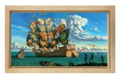 Butterfly Ship Tablosu Naturel Ahşap - 50x70