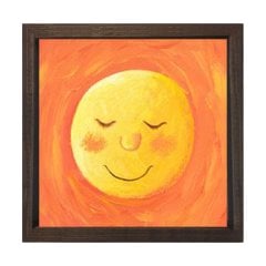 Güneş Gülen Tablosu Kahverengi Ahşap Çerçeve - 30x30