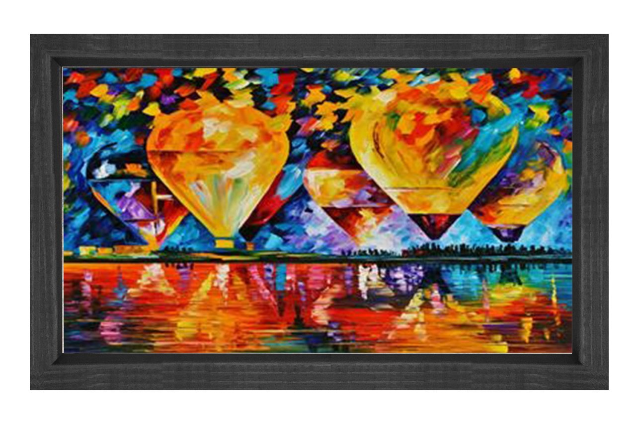 Uçan Balonlar Tablosu Siyah Ahşap - 70x100