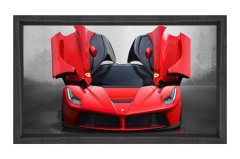 Kapıları Yukarı Açık Ferrari Tablosu Siyah Ahşap Çerçeve - 70x100