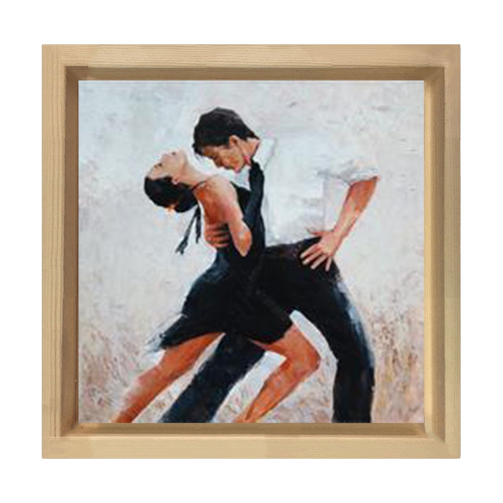 Tangocu Çift Tablosu Naturel Ahşap Çerçeve - 80x80