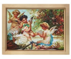 Hans Zatzka - The Yaşamın Baharı Tablosu Naturel Ahşap Çerçeve - 40x60