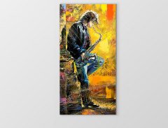 Genç Müzisyen Tablosu Çerçevesiz - 45x30