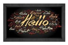 Hello Hola Merhaba Tablosu Siyah Ahşap Çerçeve - 50x90
