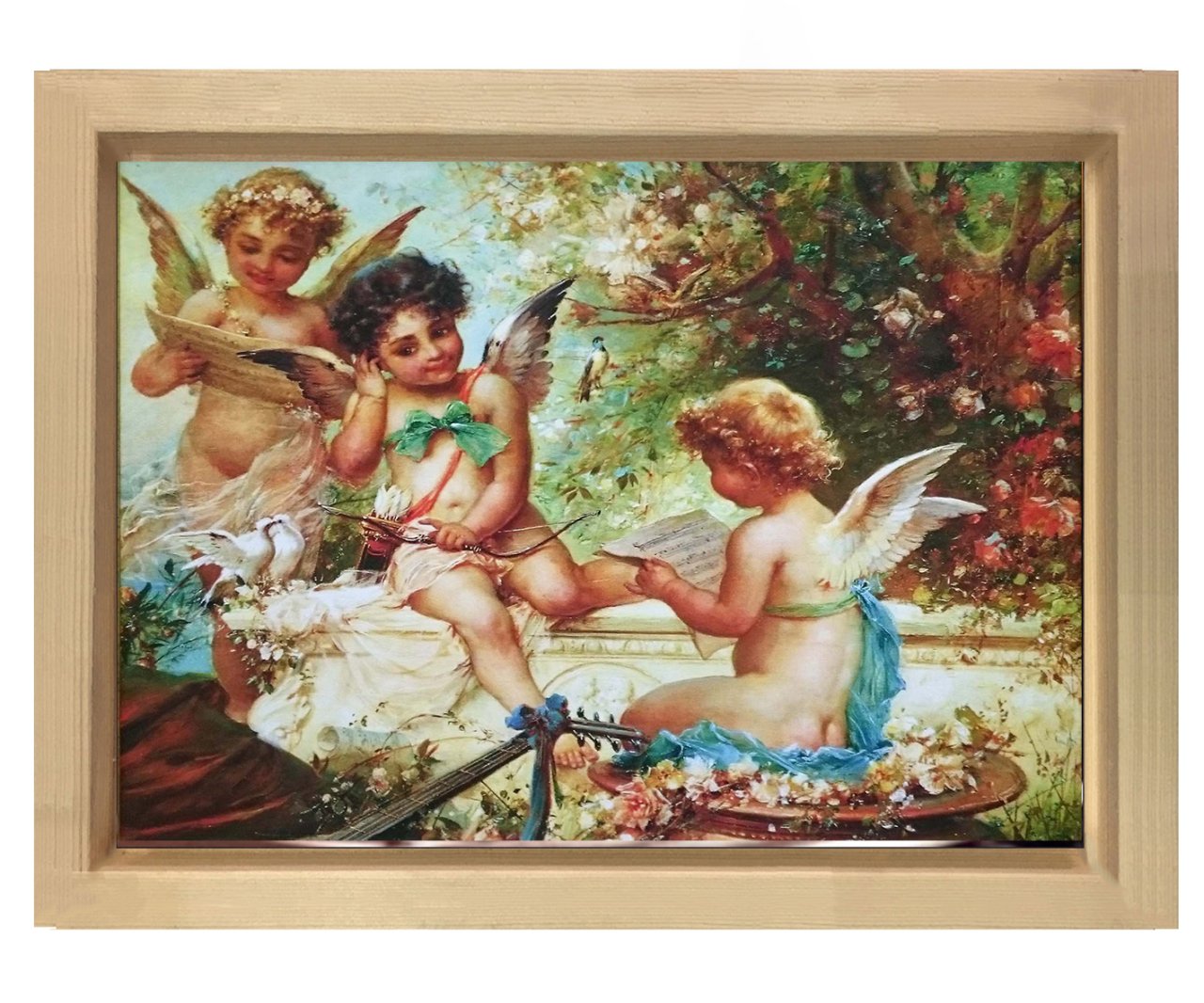 Hans Zatzka - The Yaşamın Baharı Tablosu Naturel Ahşap Çerçeve - 45x30