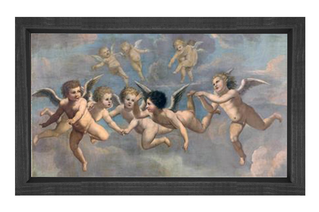 Küçük Melekler Tablosu Siyah Ahşap Çerçeve - 40x60