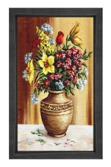 Vazoda Çiçek Natürmort Tablosu Siyah Ahşap - 100x150