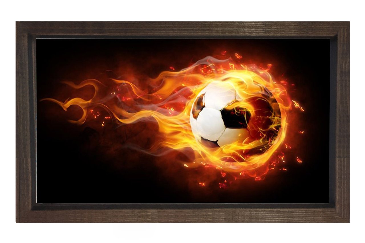 Yanan Futbol Topu Tablosu Kahverengi Ahşap - 45x30