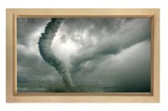 Fırtınalı Kasırga Manzara Tablosu Naturel Ahşap Çerçeve - 50x90