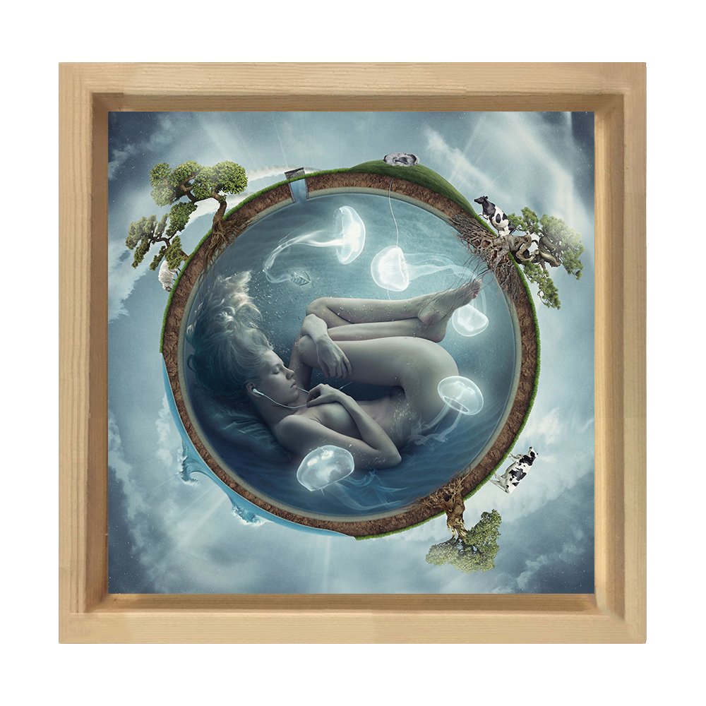 Kadının İç Dünyası Tablosu Naturel Ahşap Çerçeve - 100x100