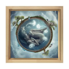 Kadının İç Dünyası Tablosu Naturel Ahşap Çerçeve - 100x100