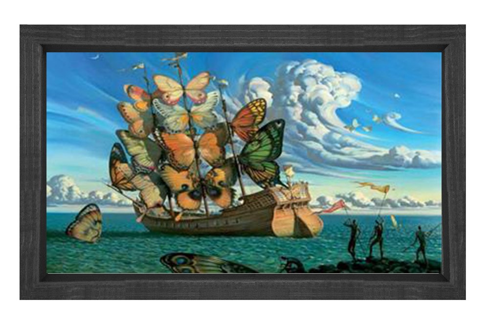 Butterfly Ship Tablosu Siyah Ahşap - 50x90
