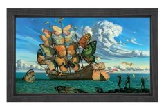 Butterfly Ship Tablosu Siyah Ahşap - 50x90