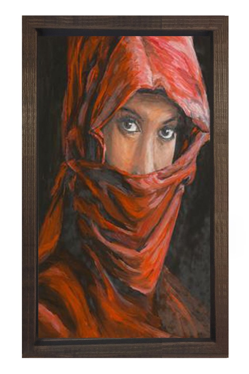 Arap Kadını Tablosu Kahverengi Ahşap Çerçeve - 50x70