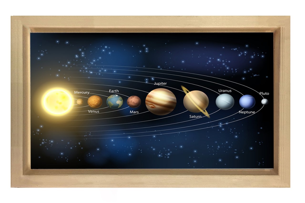 Güneş Sistemi Tablosu Naturel Ahşap - 100x150